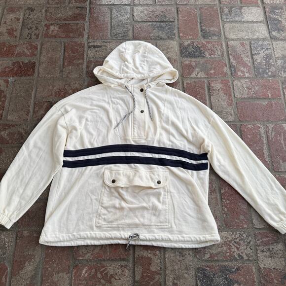 FAHERTY Daybreak Hoodie In Beach Rays Cream Size XL Drawstring Striped - Picture 3 of 5